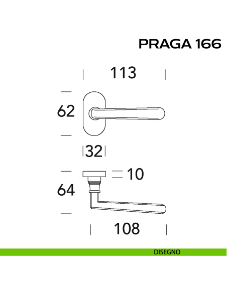 Maniglia per porta Praga 166 Reguitti con rosetta ovale disegno
