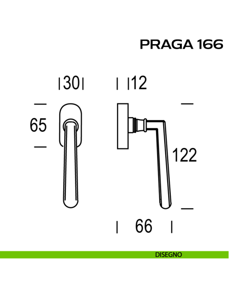 Maniglia martellina per finestra DK Praga 166 Reguitti disegno