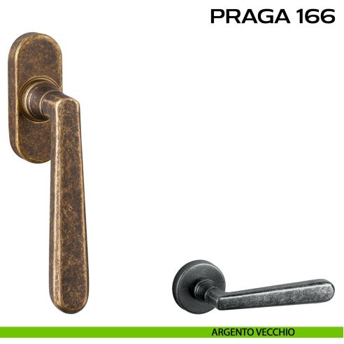 Maniglia martellina per finestra DK stretta Praga 166 Reguitti argento