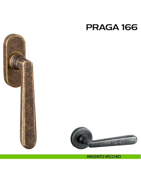 Maniglia martellina per finestra DK stretta Praga 166 Reguitti argento