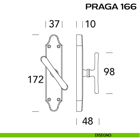 Maniglia per finestra cremonese Praga 166 Reguitti disegno