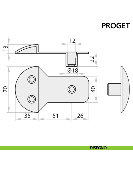 Boccola a pavimento per porta tagliafuoco Proget Ninz 2401001.001 - disegno