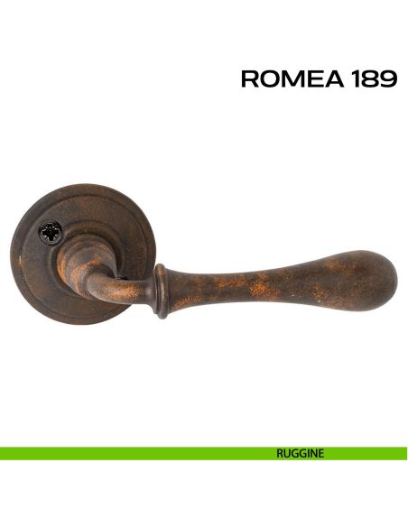 Maniglia per porta 189 Romea Reguitti con viti a vista ruggine