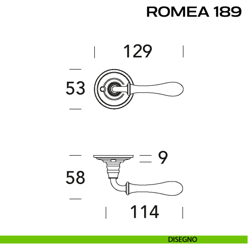Maniglia per porta 189 Romea Reguitti con viti a vista disegno