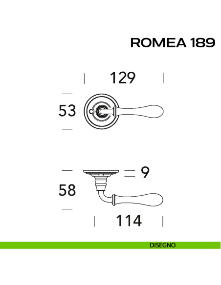 Maniglia per porta 189 Romea Reguitti con viti a vista disegno