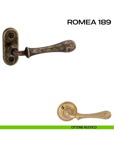 Maniglia per porta 189 Romea Reguitti con viti a vista e rosetta ovale rustico