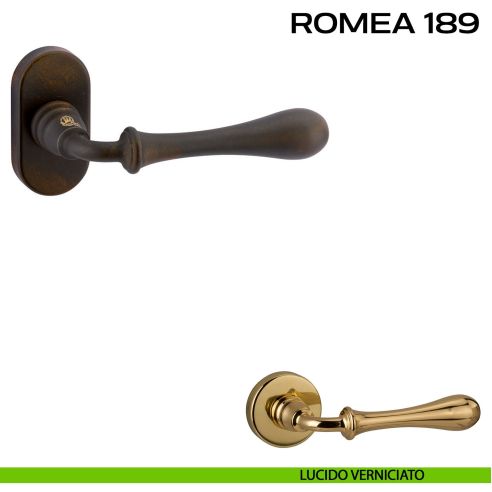 Maniglia per porta Romea 189 Reguitti con rosetta ovale lucido