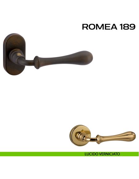 Maniglia per porta Romea 189 Reguitti con rosetta ovale lucido