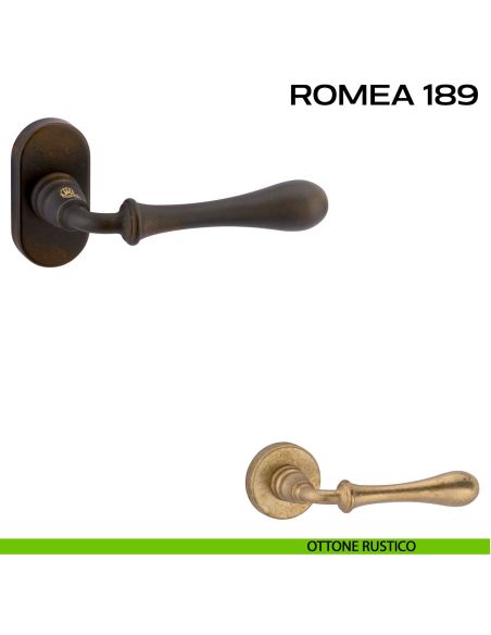 Maniglia per porta Romea 189 Reguitti con rosetta ovale rustico