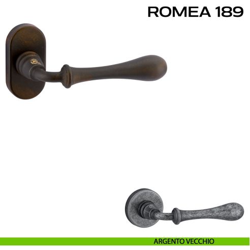 Maniglia per porta Romea 189 Reguitti con rosetta ovale argento