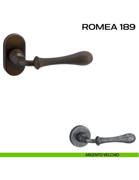 Maniglia per porta Romea 189 Reguitti con rosetta ovale argento