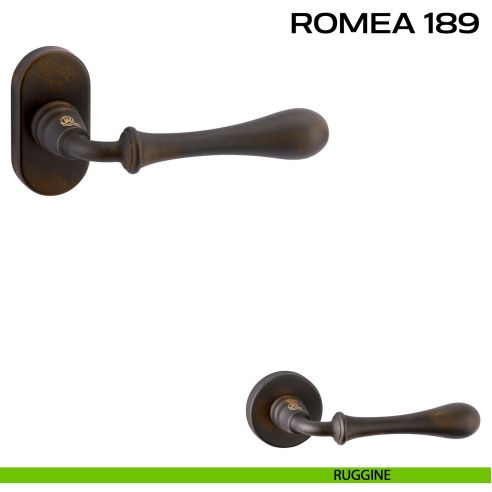 Maniglia per porta Romea 189 Reguitti con rosetta ovale ruggine