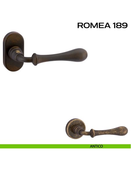 Maniglia per porta Romea 189 Reguitti con rosetta ovale antico