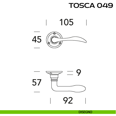 Maniglia per porta Tosca 049 Reguitti con viti a vista disegno