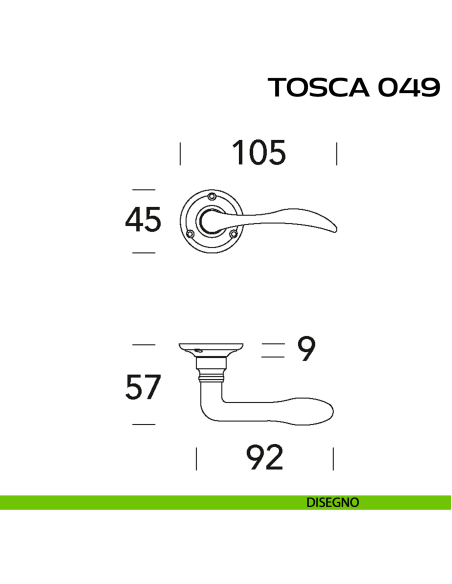 Maniglia per porta Tosca 049 Reguitti con viti a vista disegno