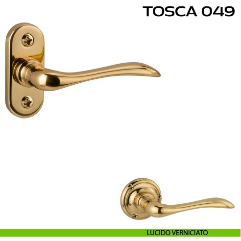 Maniglia per porta Tosca 049 Reguitti con viti a vista e rosetta ovale lucido