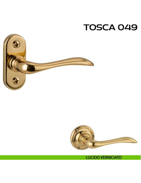 Maniglia per porta Tosca 049 Reguitti con viti a vista e rosetta ovale lucido