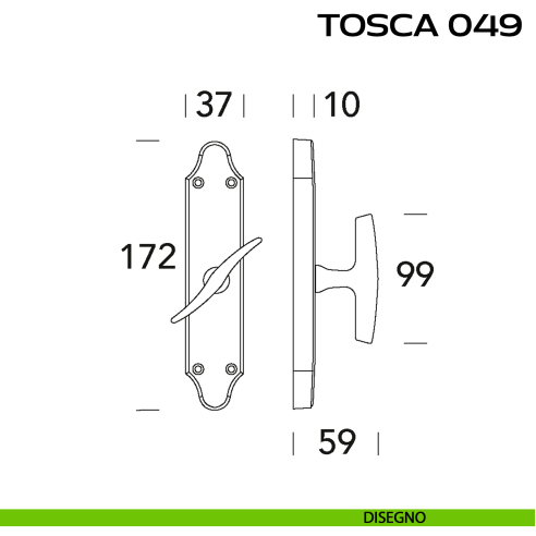 Maniglia per finestra cremonese Tosca 049 Reguitti disegno
