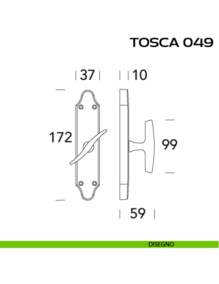 Maniglia per finestra cremonese Tosca 049 Reguitti disegno