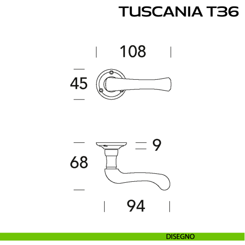 Maniglia per porta Tuscania T36 Reguitti con viti a vista