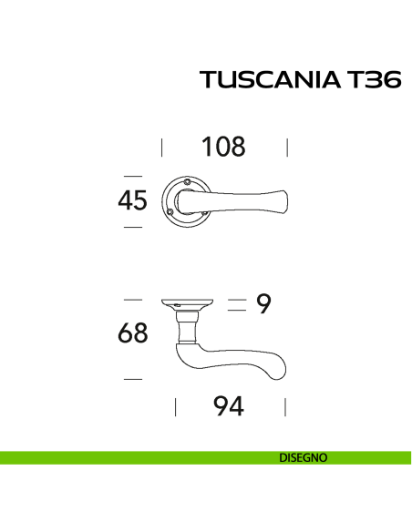 Maniglia per porta Tuscania T36 Reguitti con viti a vista