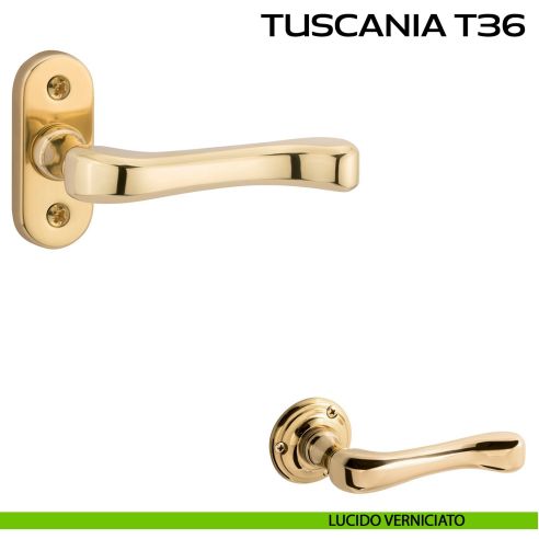 Maniglia per porta Tuscania T36 Reguitti con viti a vista e rosetta ovale lucido