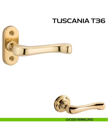 Maniglia per porta Tuscania T36 Reguitti con viti a vista e rosetta ovale lucido