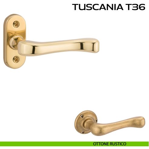 Maniglia per porta Tuscania T36 Reguitti con viti a vista e rosetta ovale rustico
