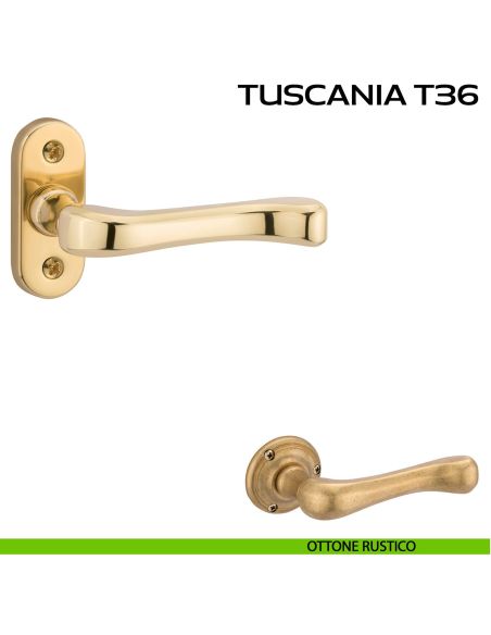 Maniglia per porta Tuscania T36 Reguitti con viti a vista e rosetta ovale rustico