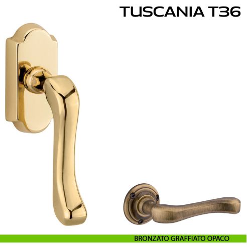 Maniglia per finestra martellina DK Tuscania T36 Reguitti bronzato
