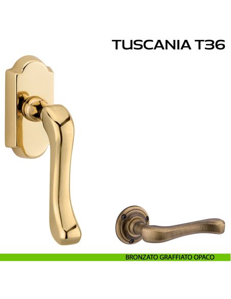 Maniglia per finestra martellina DK Tuscania T36 Reguitti bronzato