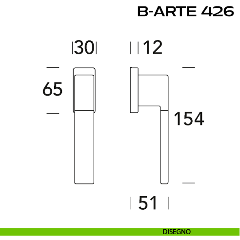 Maniglia per finestra martellina B-Arte 426 Reguitti disegno