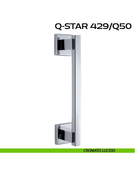 Maniglione per porta Q-Star 429 Reguitti singolo con rosette lucido