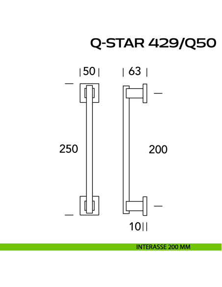 Maniglione per porta Q-Star 429 Reguitti singolo con rosette interasse 200