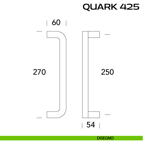 Maniglione per porta Quark 425 Reguitti senza rosette zancato disegno