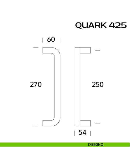 Maniglione per porta Quark 425 Reguitti senza rosette zancato disegno