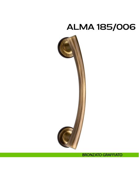 Maniglione per porta 185-006 Alma Reguitti singolo rosette tonde bronzato