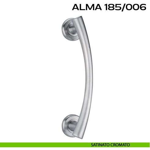 Maniglione per porta 185-006 Alma Reguitti singolo rosette tonde satinato