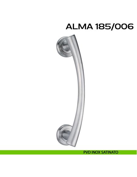 Maniglione per porta 185-006 Alma Reguitti singolo rosette tonde pvd inox