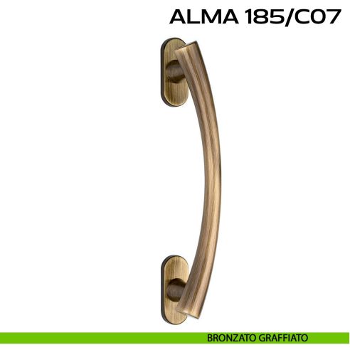 Maniglione per porta Alma 185 Reguitti singolo rosette ovali bronzato