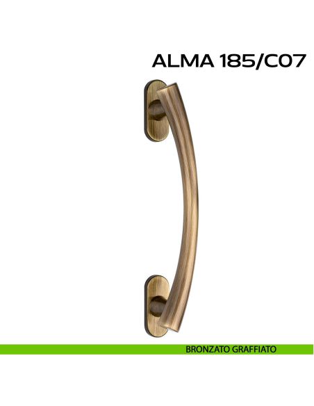 Maniglione per porta Alma 185 Reguitti singolo rosette ovali bronzato