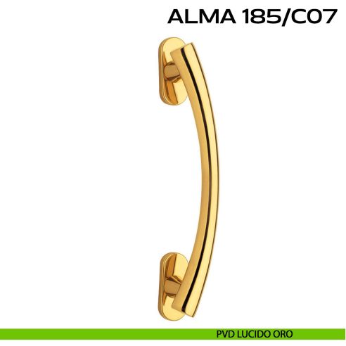 Maniglione per porta Alma 185 Reguitti singolo rosette ovali pvd oro