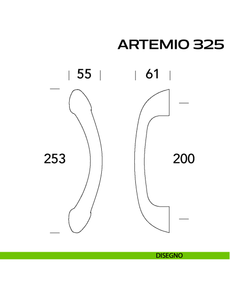 Maniglione per porta Artemio 325 Reguitti singolo senza rosette disegno