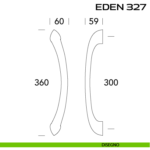 Maniglione per porta Eden 327 Reguitti singolo senza rosette disegno