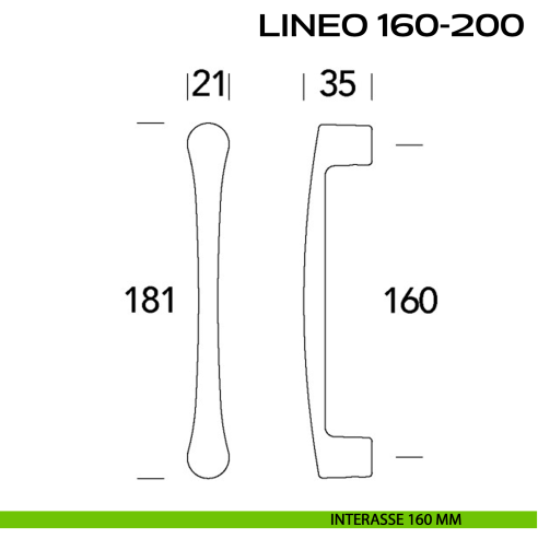 Maniglione per porta Lineo 160-200 Reguitti interasse 160