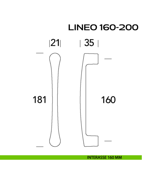Maniglione per porta Lineo 160-200 Reguitti interasse 160