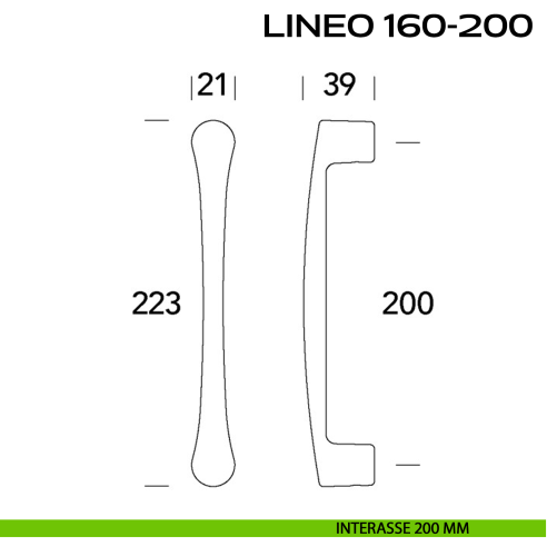 Maniglione per porta Lineo 160-200 Reguitti interasse 200