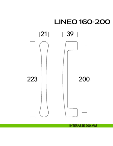 Maniglione per porta Lineo 160-200 Reguitti interasse 200