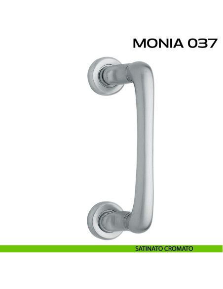 Maniglione per porta Monia 037 Reguitti con rosette tonde satinato