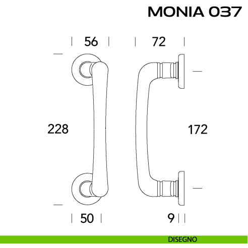 Maniglione per porta Monia 037 Reguitti con rosette tonde disegno